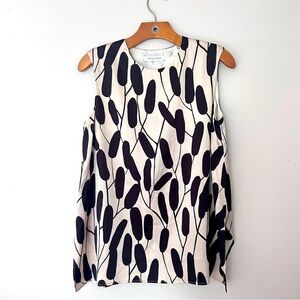 Christian Wijnants Silk Black and Tan Sleeveless Top